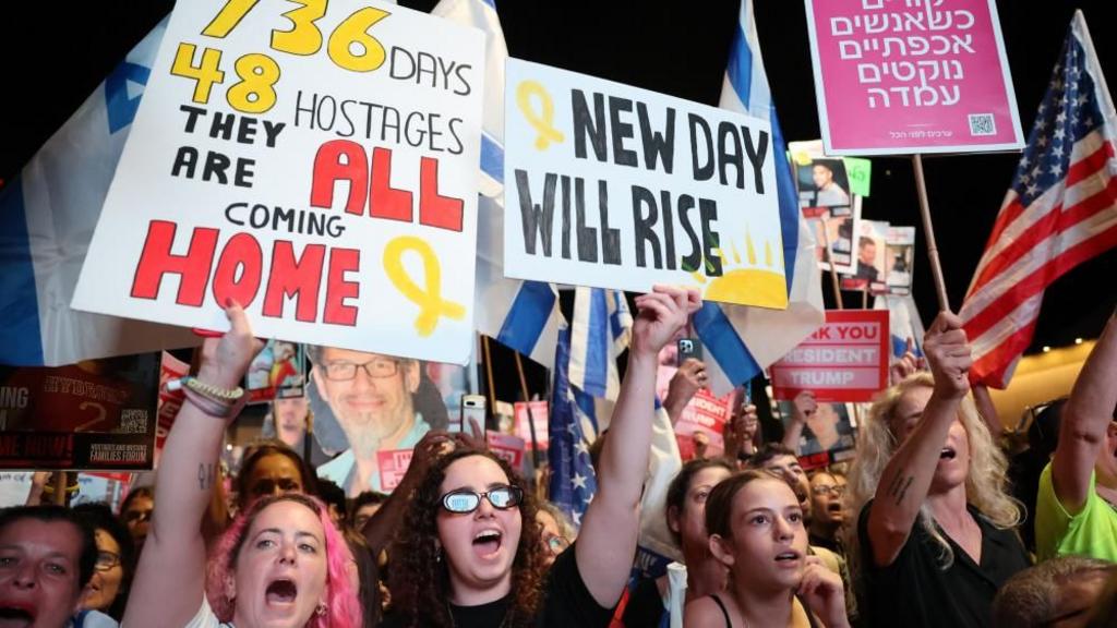 Residents celebrate release of hostages outside PM’s residence in Jerusalem