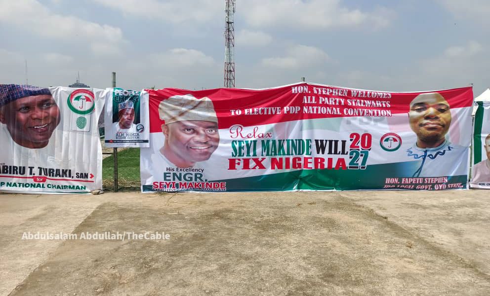 Makinde 2027 Presidency Banners Flood PDP Convention Venue In Ibadan