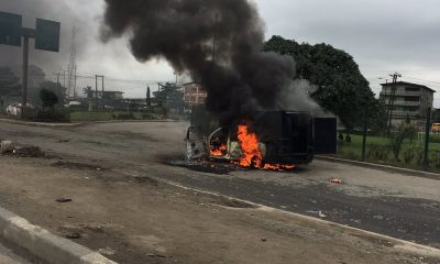 Chaos on Ojota bridge as truck catches fire