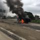 Chaos on Ojota bridge as truck catches fire
